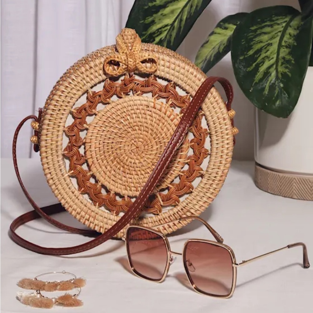 Lulus Braided Rattan Crossbody Bag